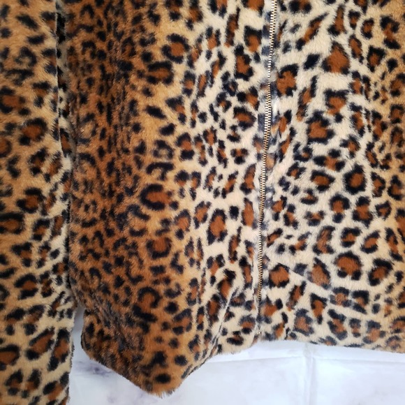 CI SONO Leopard Faux Fur Collection Zipper Up Hooded Jacket S - Picture 2 of 11